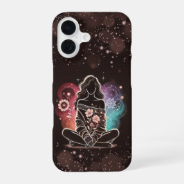 Serene Woman i en Cosmic Blommigt Dream