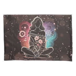 Serene Woman i en Cosmic Blommigt Dream