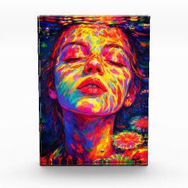 Serene Woman Underwater Rainbow Colors Impasto