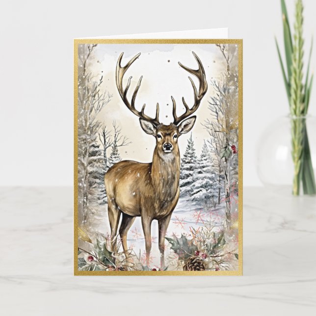 Serene Woodland Elk Elegance Kort (Framsida)