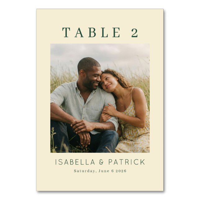 Serene Yellow Rustic Photo Bordsnummer (Framsidan)