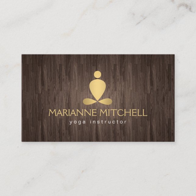 Serene Yoga, Meditation, Zen Wood look Visitkort (Framsida)