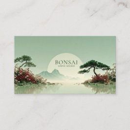 Serene Zen Garden Landscape Red Rose Sun Sphere Visitkort