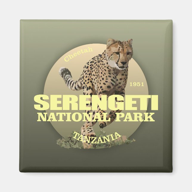 Serengeti National Park (Cheetah) WT Magnet (Framsidan)