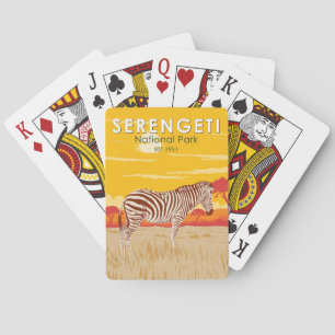 Serengeti National Park Zebra Travel Art Vintage Casinokort