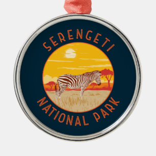 Serengeti National Park Zebra Travel Art Vintage Julgransprydnad Metall