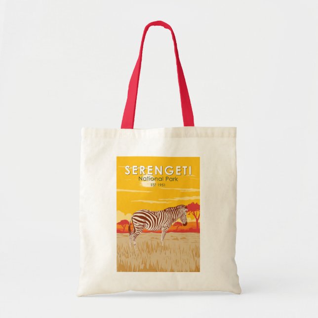 Serengeti National Park Zebra Travel Art Vintage Tygkasse (Framsidan)