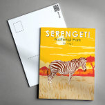 Serengeti National Park Zebra Travel Art Vintage Vykort<br><div class="desc">Serengeti-vektorteckningsdesign. Serengeti är välkänt för den största årliga djurmigrationen i världen.</div>