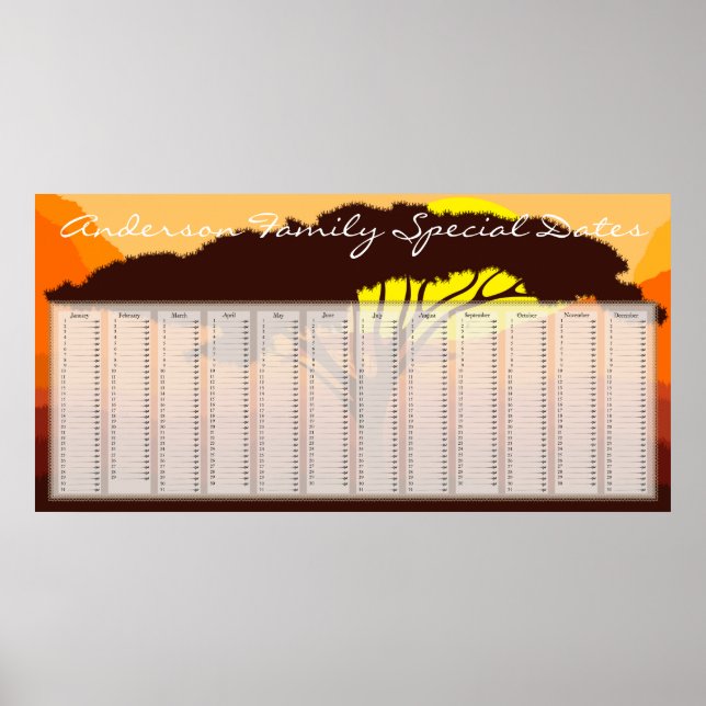 Serengeti Paraply Nederländsk Födelsedagskalender  Poster (Framsidan)