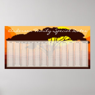 Serengeti Parbrella Dutch Birthday Calendar Poster