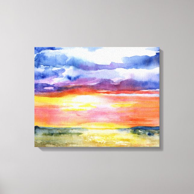 Serengeti Plains, Afrika, vattenfärg, väggkonst Canvastryck (Framsida)