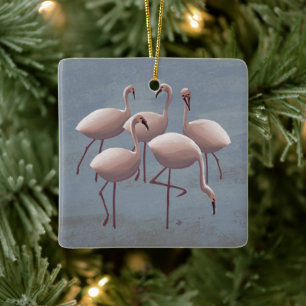 Serengeti Rosa Flamingos Safari Wildlife Decor Julgransprydnad Keramik