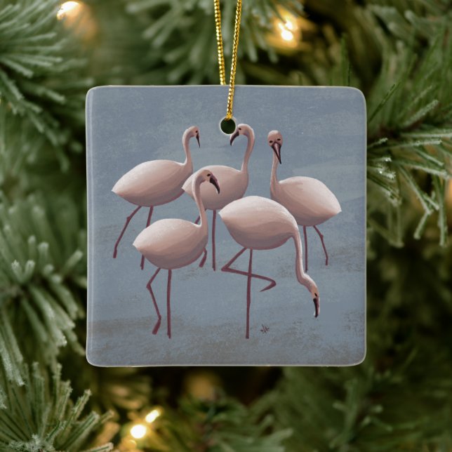 Serengeti Rosa Flamingos | Safari Wildlife Decor Julgransprydnad Keramik (Träd)