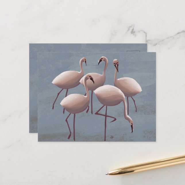 Serengeti Rosa Flamingos | Safari Wildlife Vykort (Fram/Back In Situ)