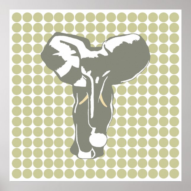 Serengeti Safari Dot with Pop Art Elephant Poster (Framsidan)