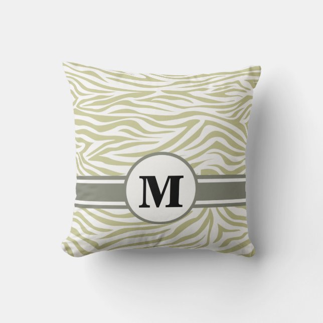 Serengeti Safari Zebra med monogram Kudde (Framsida)
