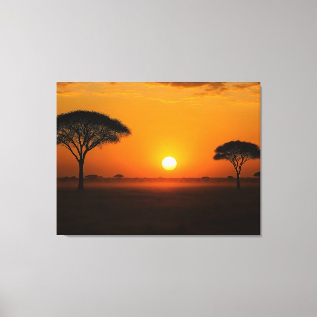 Serengeti Sonnenuntergang über der Graslandschaft Canvastryck (Framsida)