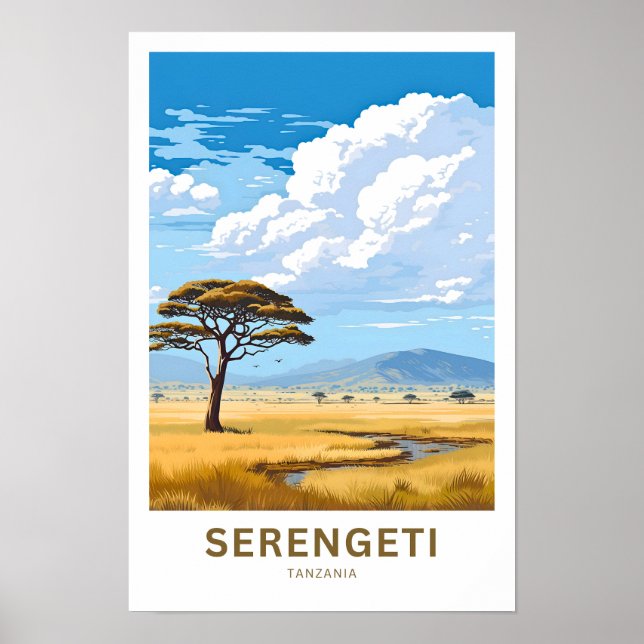 Serengeti Tanzania Travel Skriv ut Poster (Framsidan)