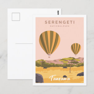 Serengeti Tanzania Travel Ställe Illustration Vykort