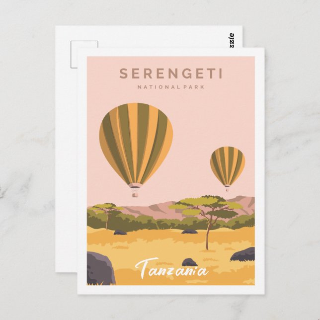 Serengeti Tanzania Travel Ställe Illustration Vykort (Fram/baksida)