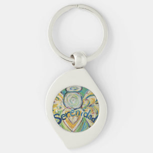Serenidad Guardian Angel Ord Anpassningsbar Keycha Swirl Silverfärgad Nyckelring
