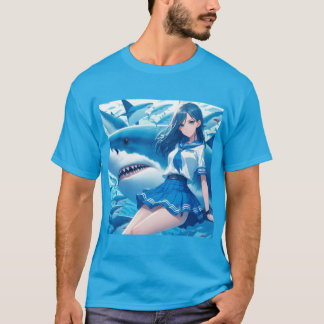 Serenidad Submarina: Marinera y Tiburón Blanco T Shirt