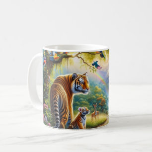 Serenitet i den fantastiska målningen av skogen kaffemugg