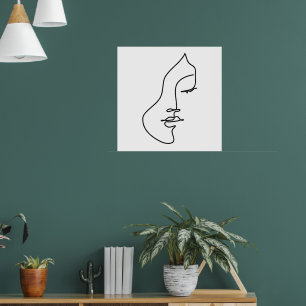 Serenitet – minimalistisk kvinnlig linjekonstportr poster