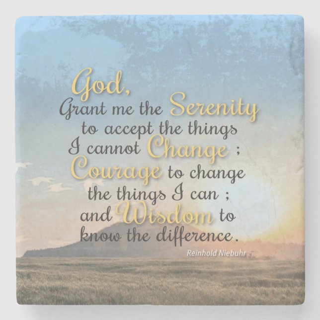 Serenitet, mod och visdom stenunderlägg (Framsidan)