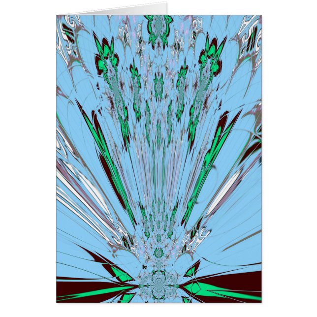 Serenitets blommar: Vacker Aqua Blue-Blommigt Hälsningskort (Framsidan)