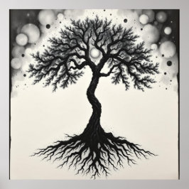 Serenitets rötter: Livets träd Charcol Zen Art Poster