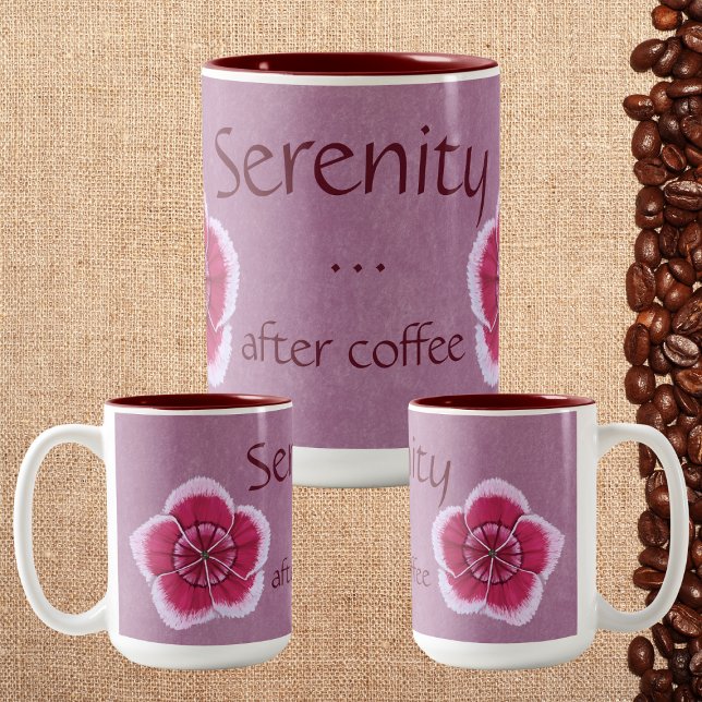 Serenity After Coffee Rosa Dianthus Två-Tonad Mugg (Skapare uppladdad)