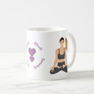 Serenity Attracts Serendipity Yoga Butterfly Kärle Kaffemugg