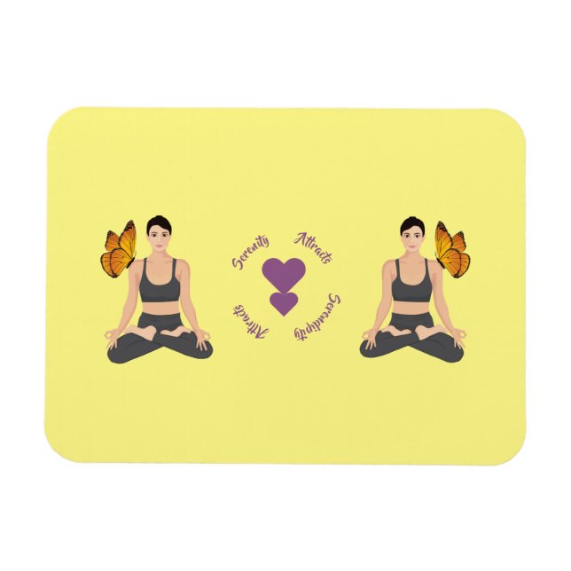 Serenity Attracts Serendipity Yoga Butterfly Kärle Magnet (Horisontell)