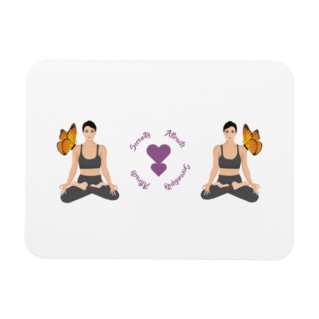 Serenity Attracts Serendipity Yoga Butterfly Kärle Magnet (Horisontell)