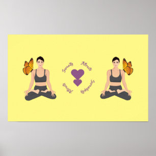 Serenity Attracts Serendipity Yoga Butterfly Kärle Poster