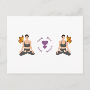 Serenity Attracts Serendipity Yoga Butterfly Kärle Vykort