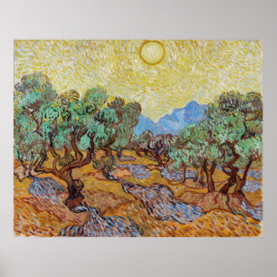 Serenity between Olive Träd by Vincent van Gogh Poster