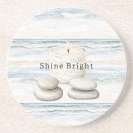 Serenity Blue Beach Ocean Candle Rocks Underlägg