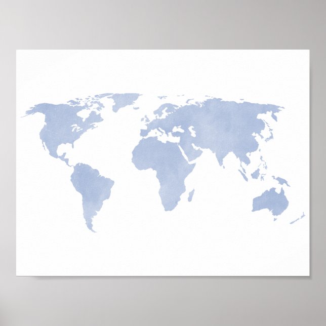 Serenity Blue World Map Poster (Framsidan)