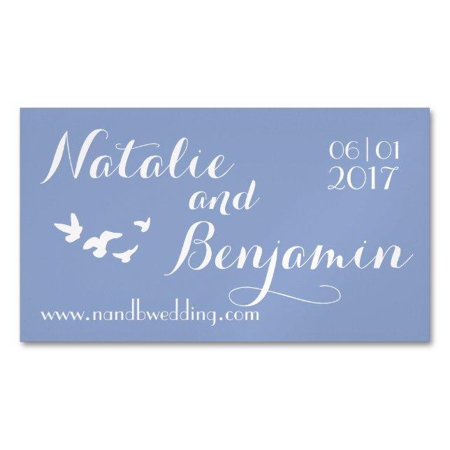 Serenity Bröllop | Bröllop webbplats och datum Magnetiska Visitkort (Framsida)