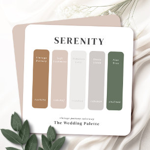 Serenity Bröllop Suite Neutralt Färg Palette Anteckningskort