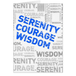 Serenity Courage Wisdom ord collage Hälsningskort
