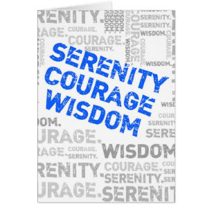 Serenity Courage Wisdom ord collage Hälsningskort