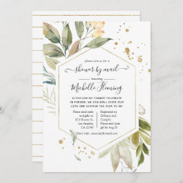 Serenity Greenery Geometric Baby Shower by Mail Inbjudningar