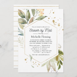 Serenity Greenery Geometric Möhippa by Mail Inbjudningar