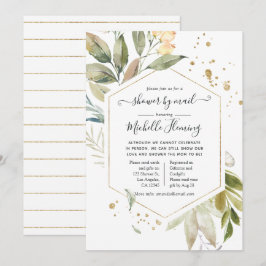 Serenity Greenery Geometrisk Bebis Shower via Post Inbjudningar