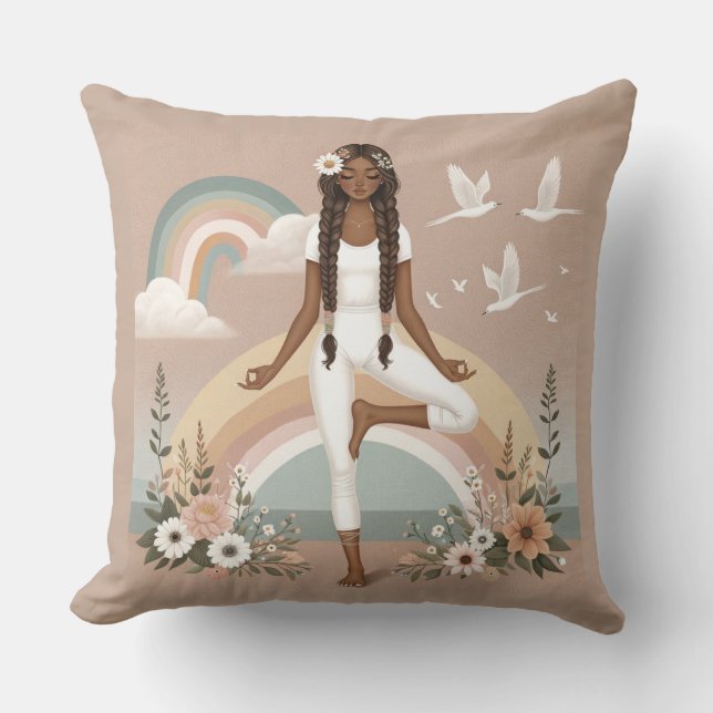 Serenity in Balance Boho Yoga Pillow Kudde (Framsida)