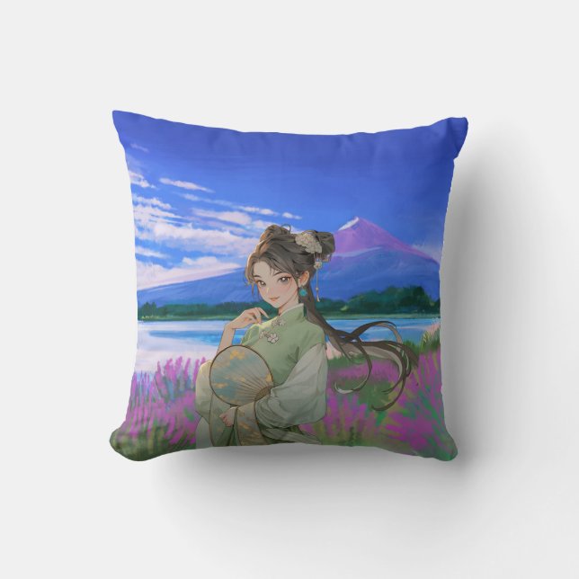 Serenity in Bloom - Elegant Ligcape Kudde (Framsida)