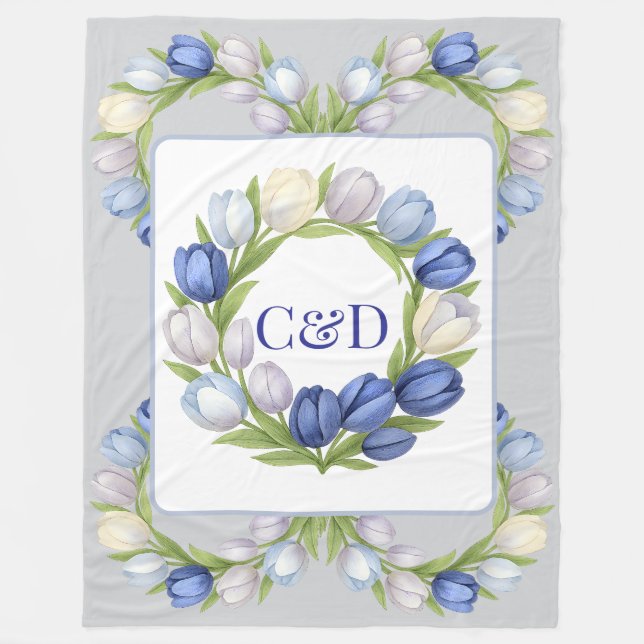 Serenity in Bloom Pastel Tulip Blommigt Home Decor Fleecefilt (Framsidan)